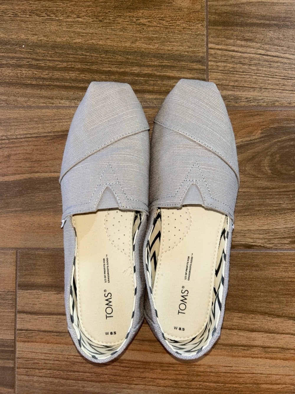 TOMS Women's Light Gray Canvas Slip-On Espadrilles
